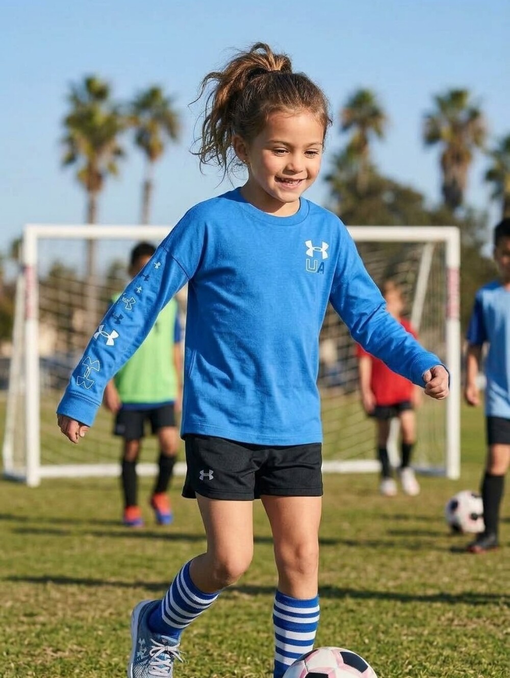 Under Armour Unisex Blue Long Sleeve Logo Tee